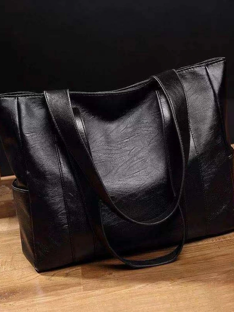 

Большая вместительная женская сумка-тоут из мягкой кожи, модная универсальная сумка через плечо для повседневного использования с застежкой-молнией