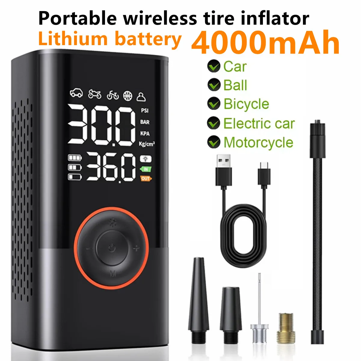 

Wireless Air Pump 150psi Portable Electric Tire Inflator For Car Bicycle Motorcycle Air Compressor Injector Bike MTB Accessories