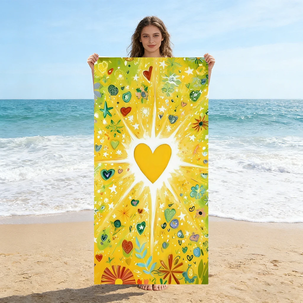 Home Gym Yellow - 1 stuk gele Sweetheart-strandhanddoek, sneldrogend, geschikt