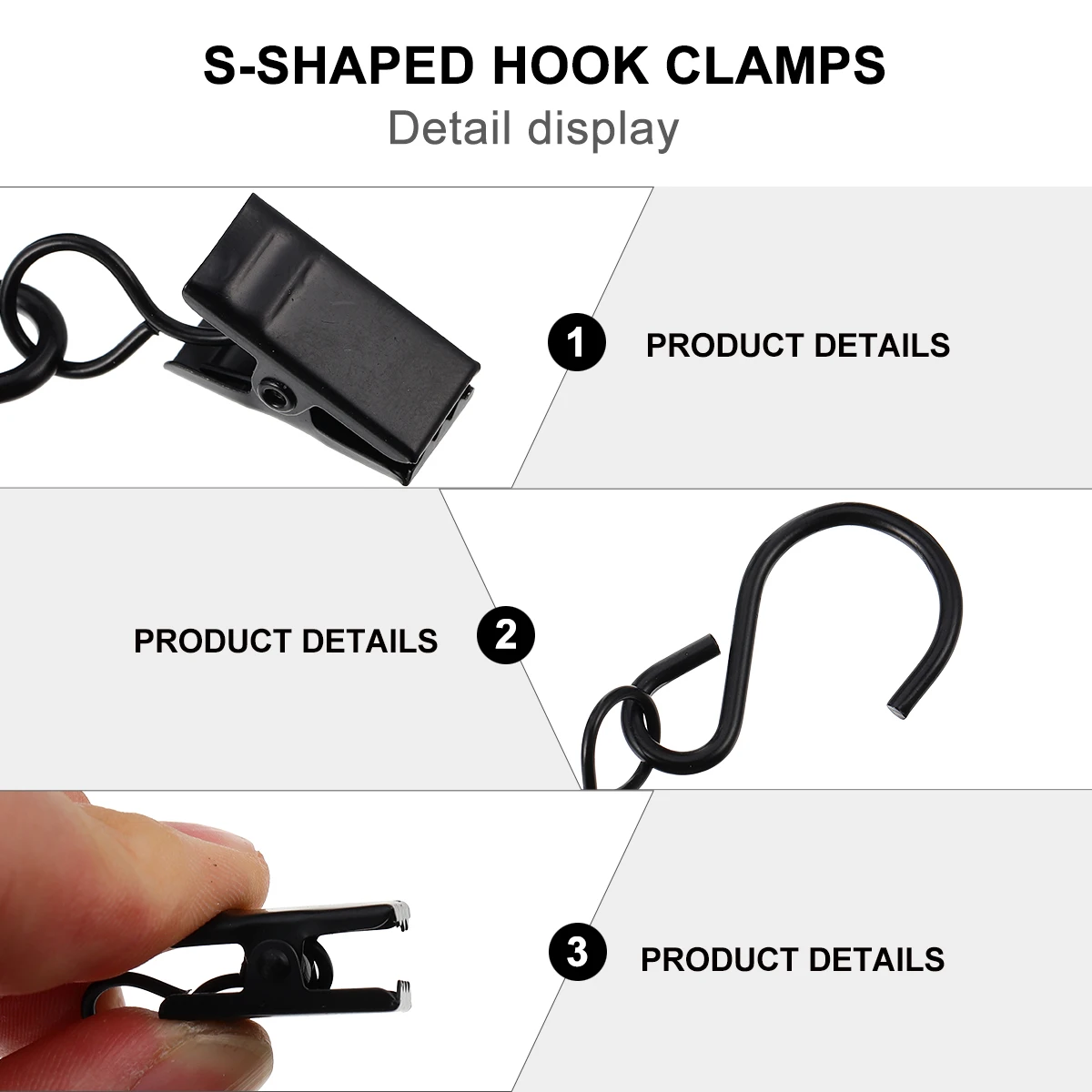 

20pcs Curtain Clamps S-Shaped Heavy Duty Steel Clips For Shower Towel Clothing Drying Multipurpose Hanging Organizer Hooks