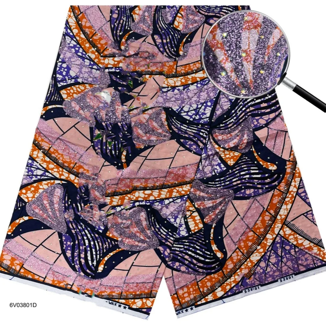 2026 New Style Nigeria Stonk Golden- Wax Print Fabric High Quality African Wax Fabric for Patchwork, Clothing & DIY" TT6 view 6