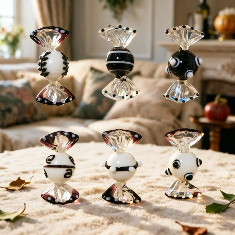 

6pcs Custom Antique Murano Hand Blown Glass Candy Figurine Christmas tree ornaments Pendant Glass sweets charms birthday gifts