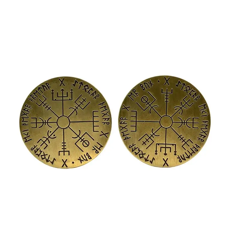 Viking Solomon Rune  Vintage Metal Token Double Sided Engraved Talisman Coin For Collection Desk Decor Gift