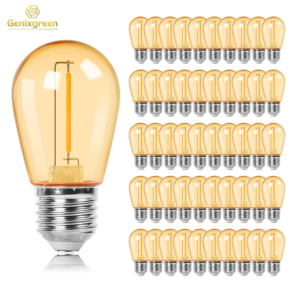 

E27 LED Edison Light Bulb S14 1W Amber Plastic Shatterproof 10W Equivalent Incandescent Bulb Dimmable String Light Replace Bulb