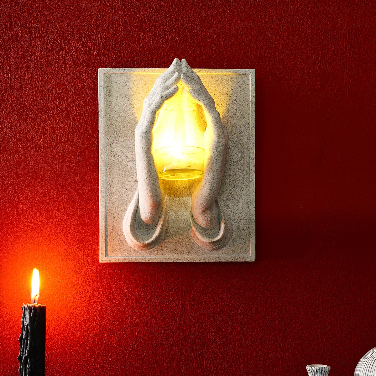 1PC, A Modern and Simple Two-Handed Wall-Mounted Candlestick Made of Resin Material for Portable Installation