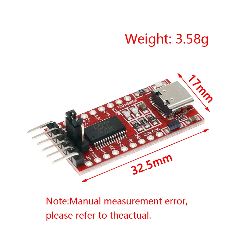 FT232RL FTDI Type-C to TTL Serial Converter Adapter Module 3.3V 5.5V FT232R Breakout Mini USB to TTL Adapter Board for Arduino