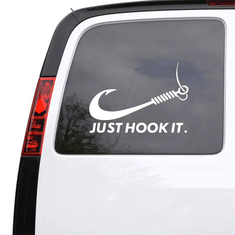 Just Hook It Wall Vinyl Sticker Fishing Wall Sign Decor Car Window Poster Fisherman Gift Fishing Boat Decals Stencil Mural AC24