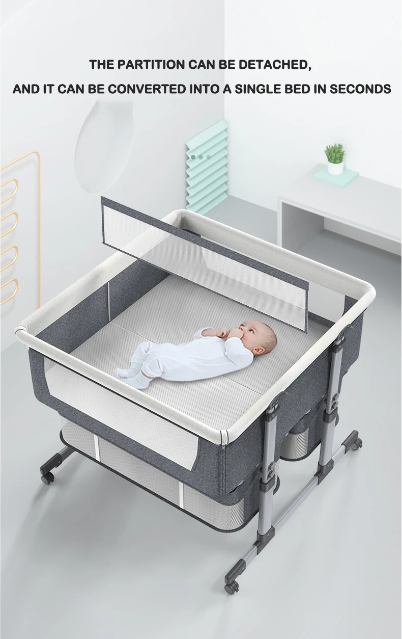 Twins portable removable crib foldable height adjustment stitching big bed baby cradle bed bb bed