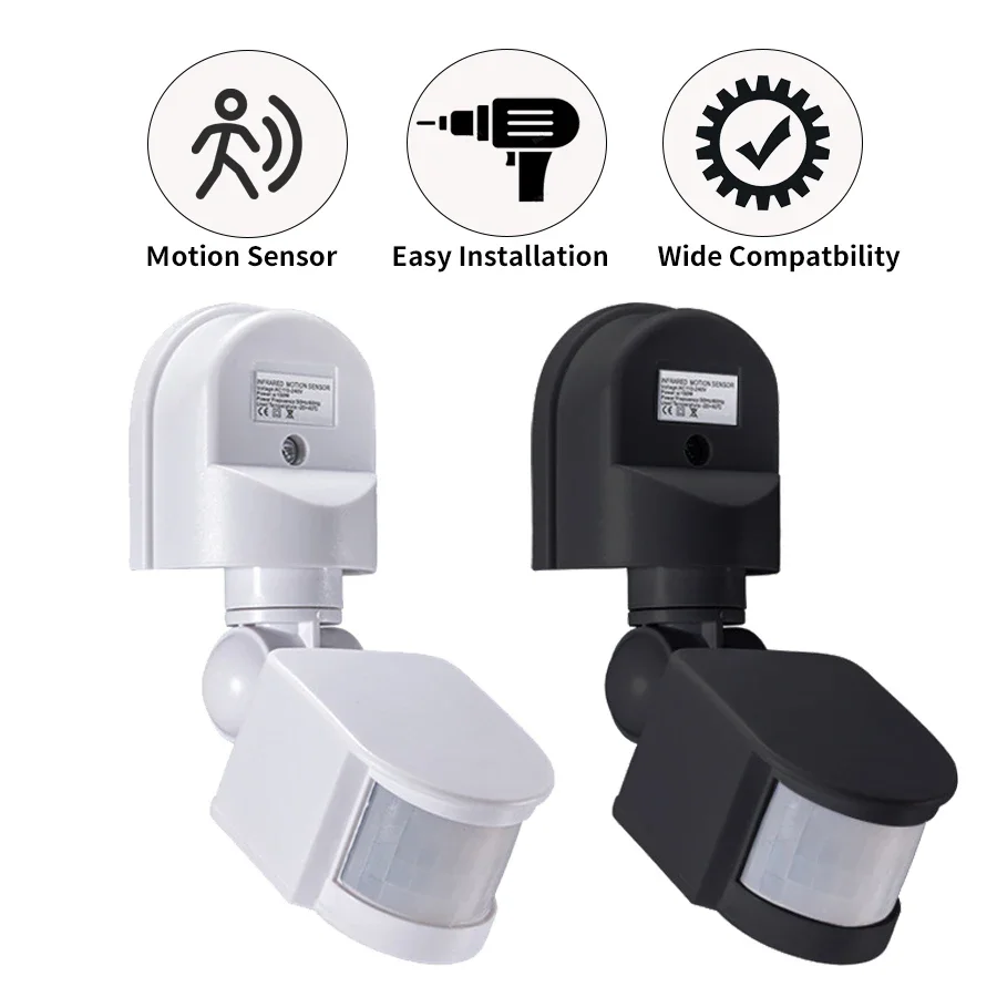 PIR Motion Sensor 220V 110V 12V อัตโนมัติเซ็นเซอร์แสงอินฟราเรดเครื่องตรวจจับการเคลื่อนไหวกลางแจ้งไฟ LED สวิทช์มนุษย์ Presence Sensor