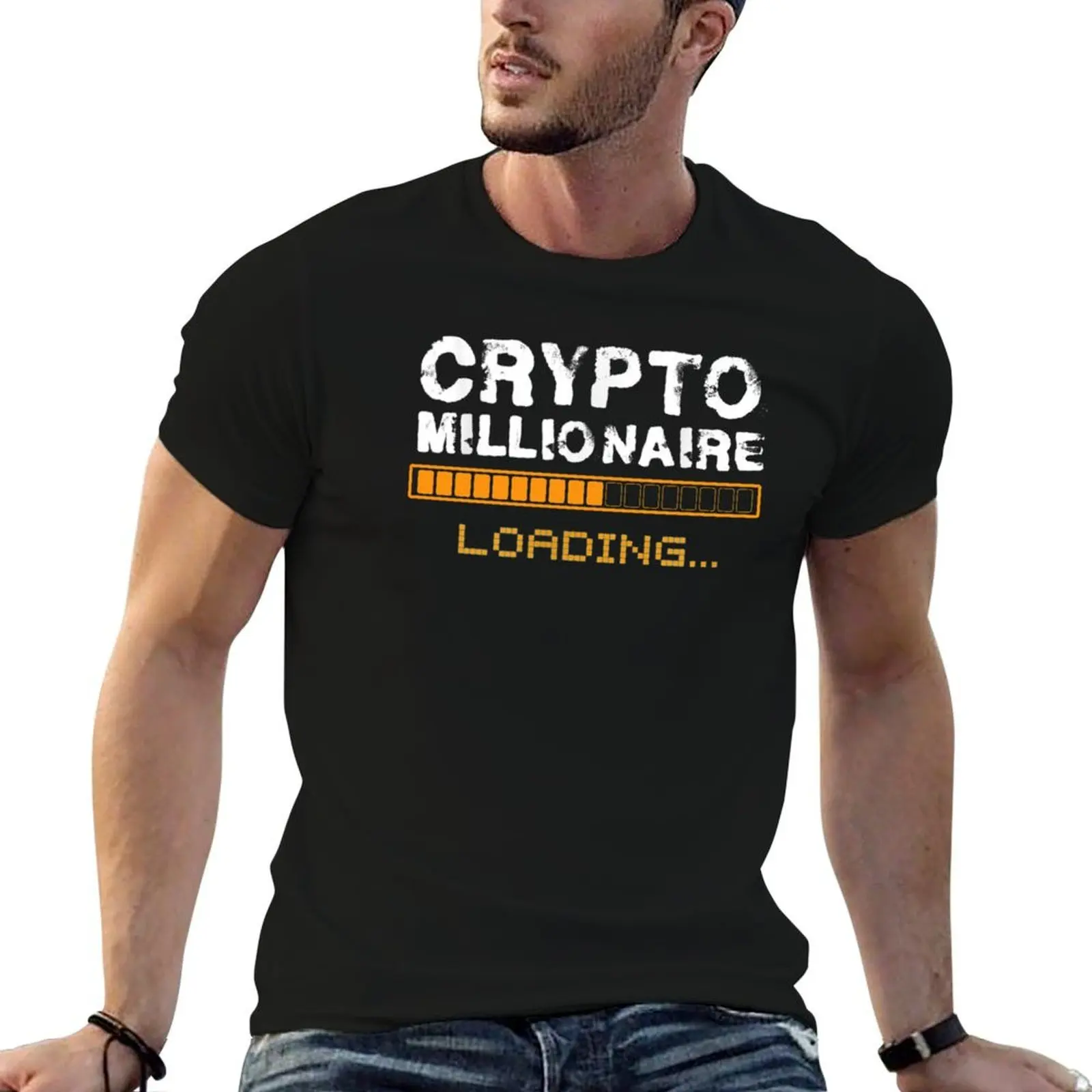 Crypto Millionaire Loading Funnycrypto shirt Bitcoin dogecoin ethereum nft T-Shirt Noël Décontracté Manches Courtes Haut