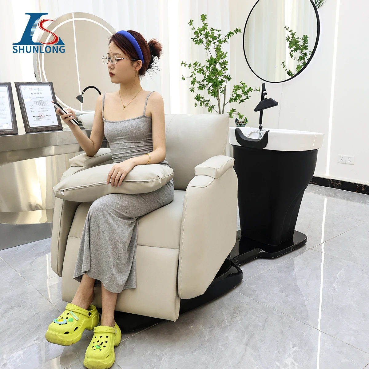 Wholesale Salon Water Cycle Shampoo Bowl Electric Hair Spa Chair Shampoo Bed And Hair Wash Station