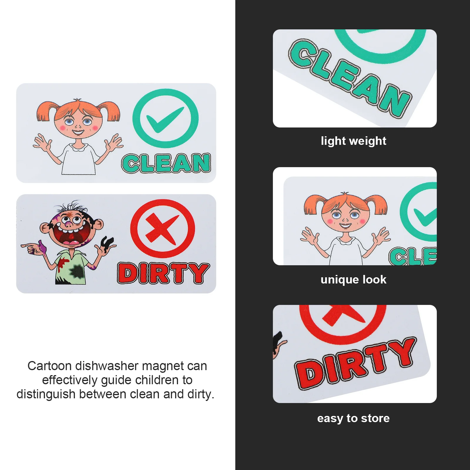 

Dishwasher Magnet Clean Dirty Sign Double Sided Washing Machine Indicator Cartoon Kitchen Accessories Magnetic Guide for Home