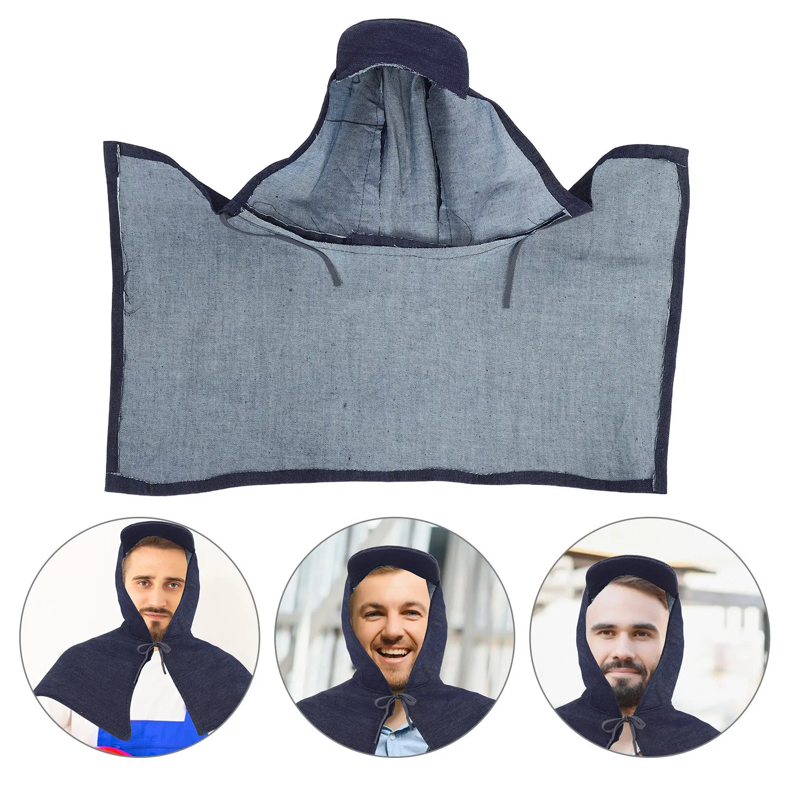 

Soft Denim Protective Hood Unisex Labor Protection Cap Breathable Sandblasting Shawl for Woodworking Welding Construction Safety