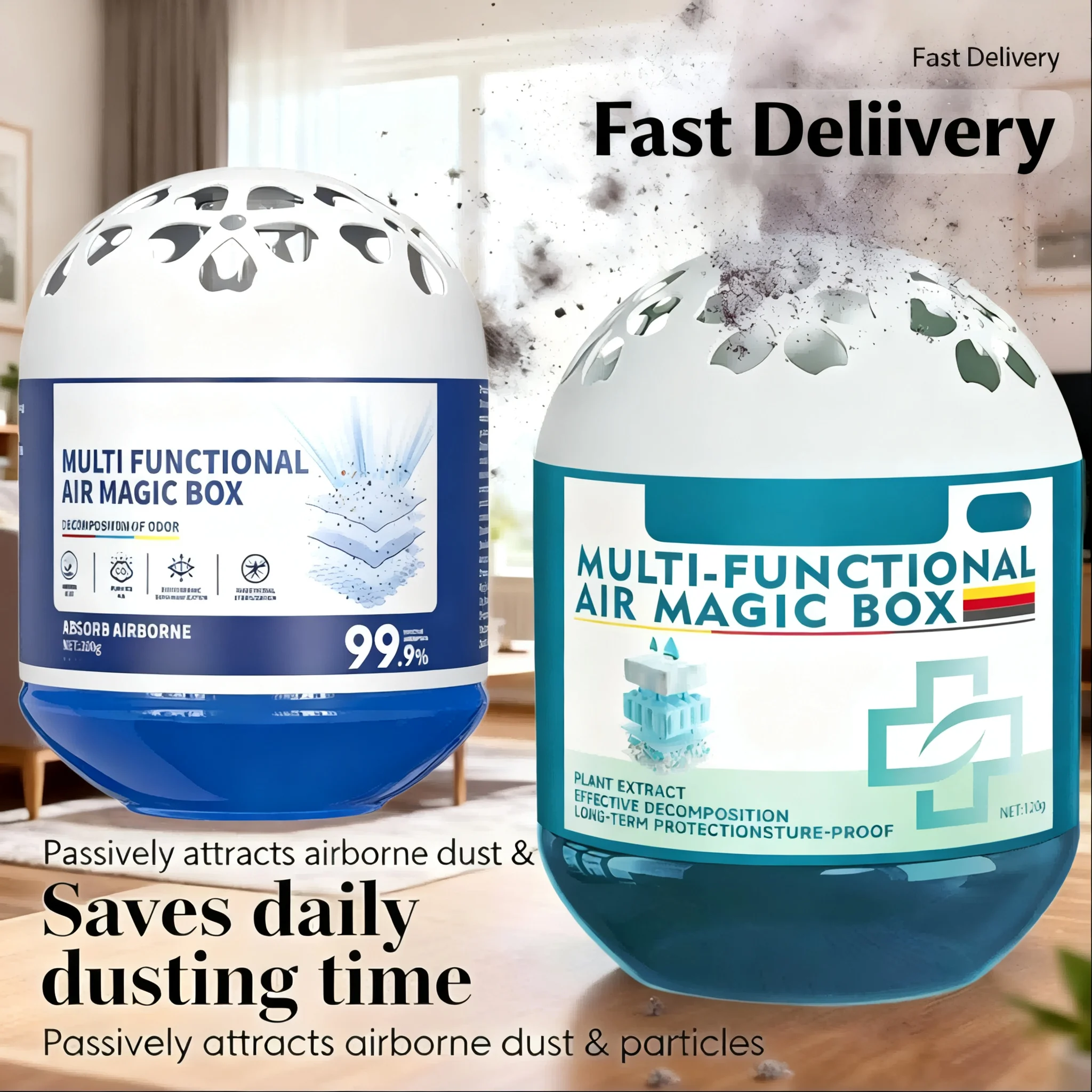 1/2PCS Natural Air Purifying Dust Collector Box Plant Formula for Home Bedroom Living Room Baby Room Kitchen Pet Space 24H Use