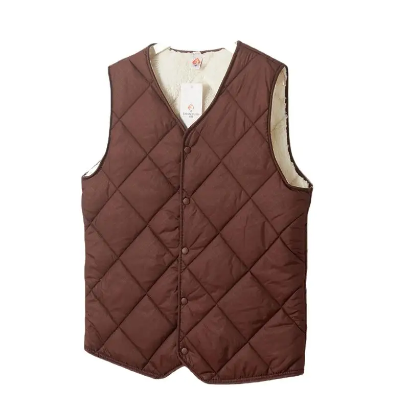 

Autumn 2023 new Thickened Lamb Fleece cotton vest jacket Winter basic sleeveless down vest jacket men's casual vest plus size