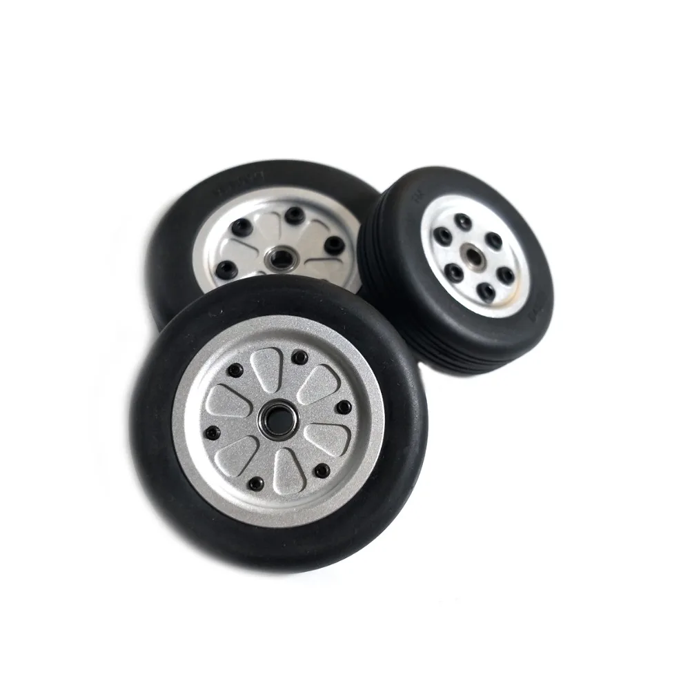 1Pc Rubber Wheel Aluminum Hub Diameter 40mm 43mm 50mm 55mm 60mm For Electric Retract Landing Turbojet Airplane