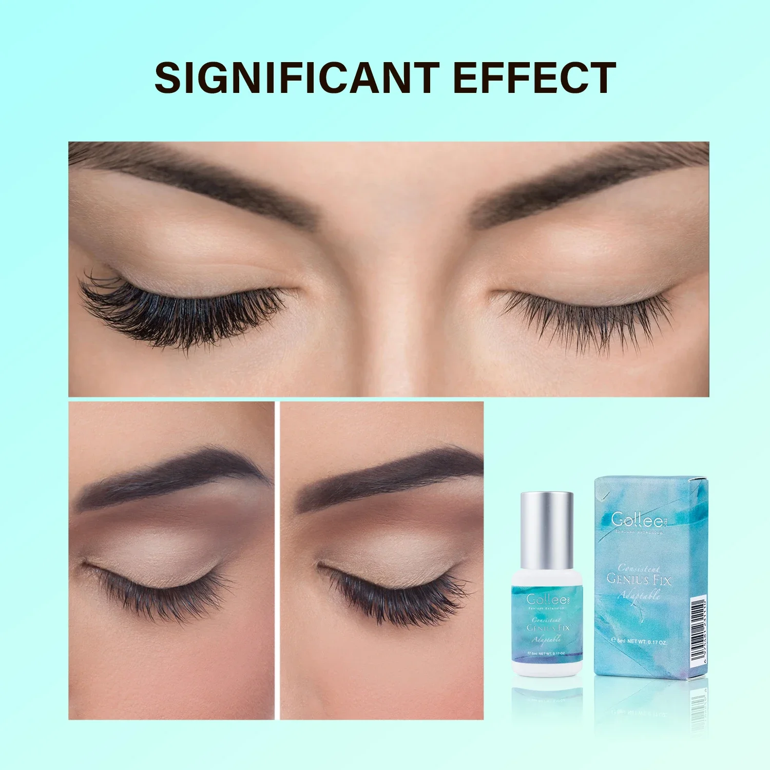 Gollee 5pcs 0.5-1s Drying Adhesives for Eyelash Extensions 5ml Lashes Glue Lasting 6-8 Weeks Waterproof Professional Eyelashes
