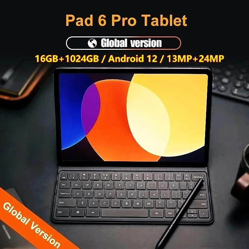 

2024 Оригинальный планшетный ПК Pad 6 Pro Android 12 11 дюймов 10000 мАч 16 ГБ 1T 5G Dual SIM GPS Bluetooth WiFi Google Tablette PC Mi Tab