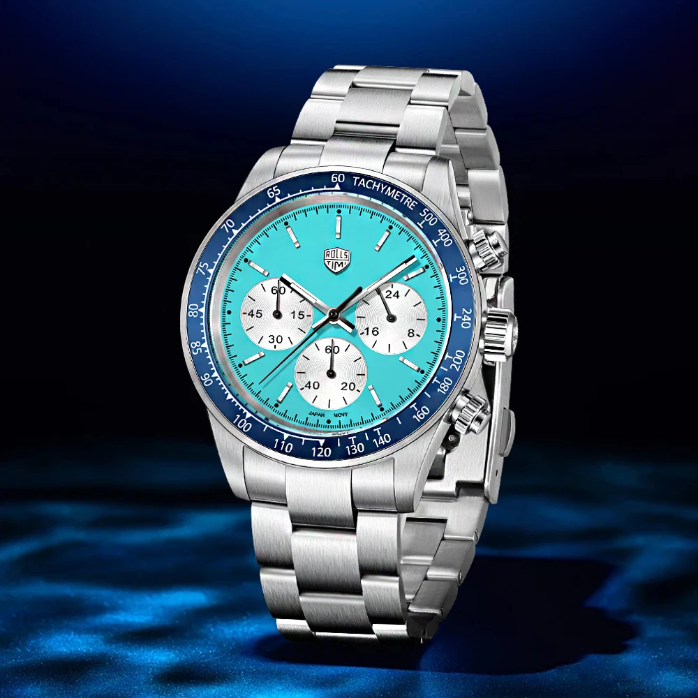 RollsTimi 2026 new men's chronograph luxury men's quartz watch top classic sapphire luminous waterproof watch relógios masculino