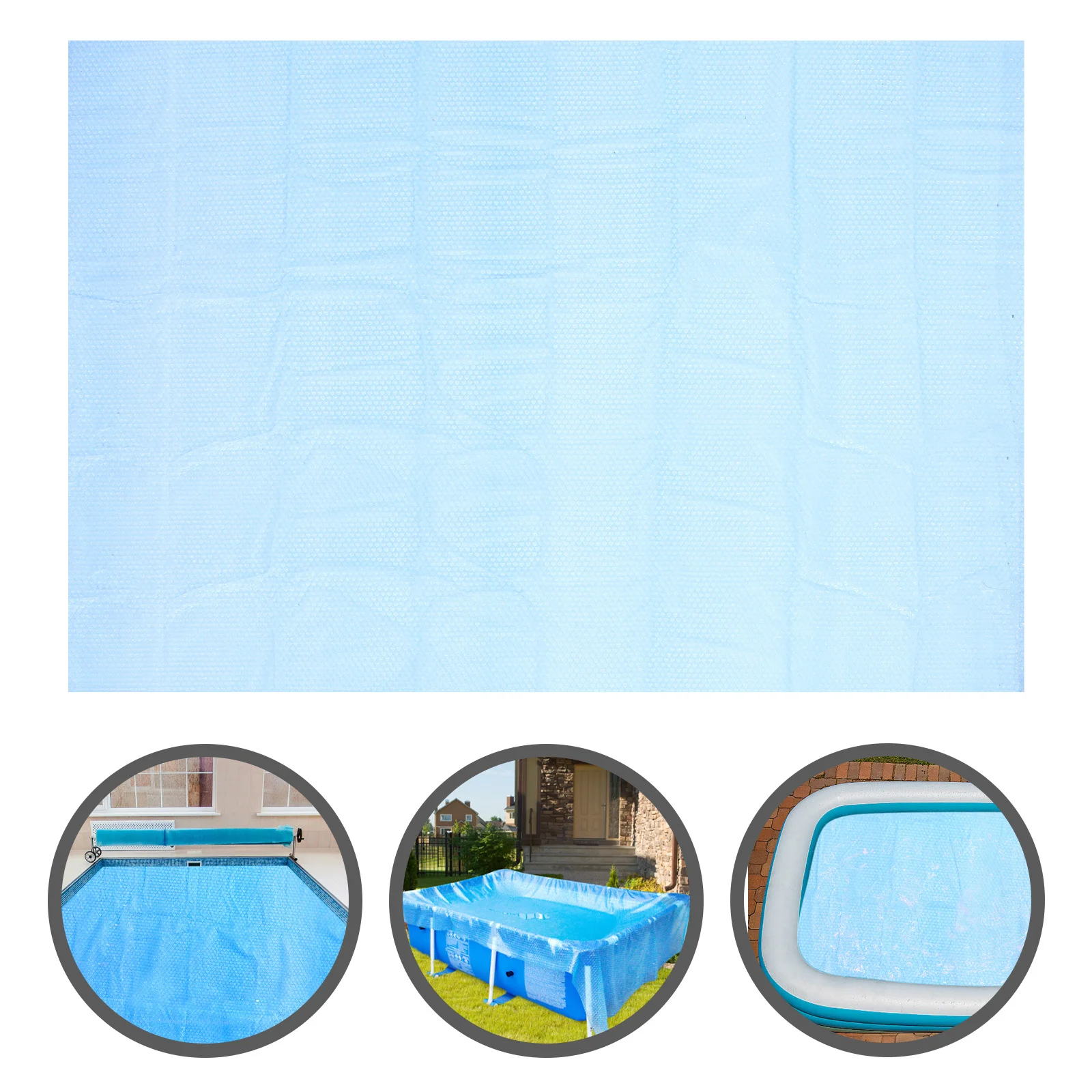 غطاء حمام سباحة فقاعي عازل مستطيل مقاوم للماء وقابل لإعادة الاستخدام من مادة البولي ايثيلين للاحتفاظ الحراري للسباحة في الهواء الطلق #1