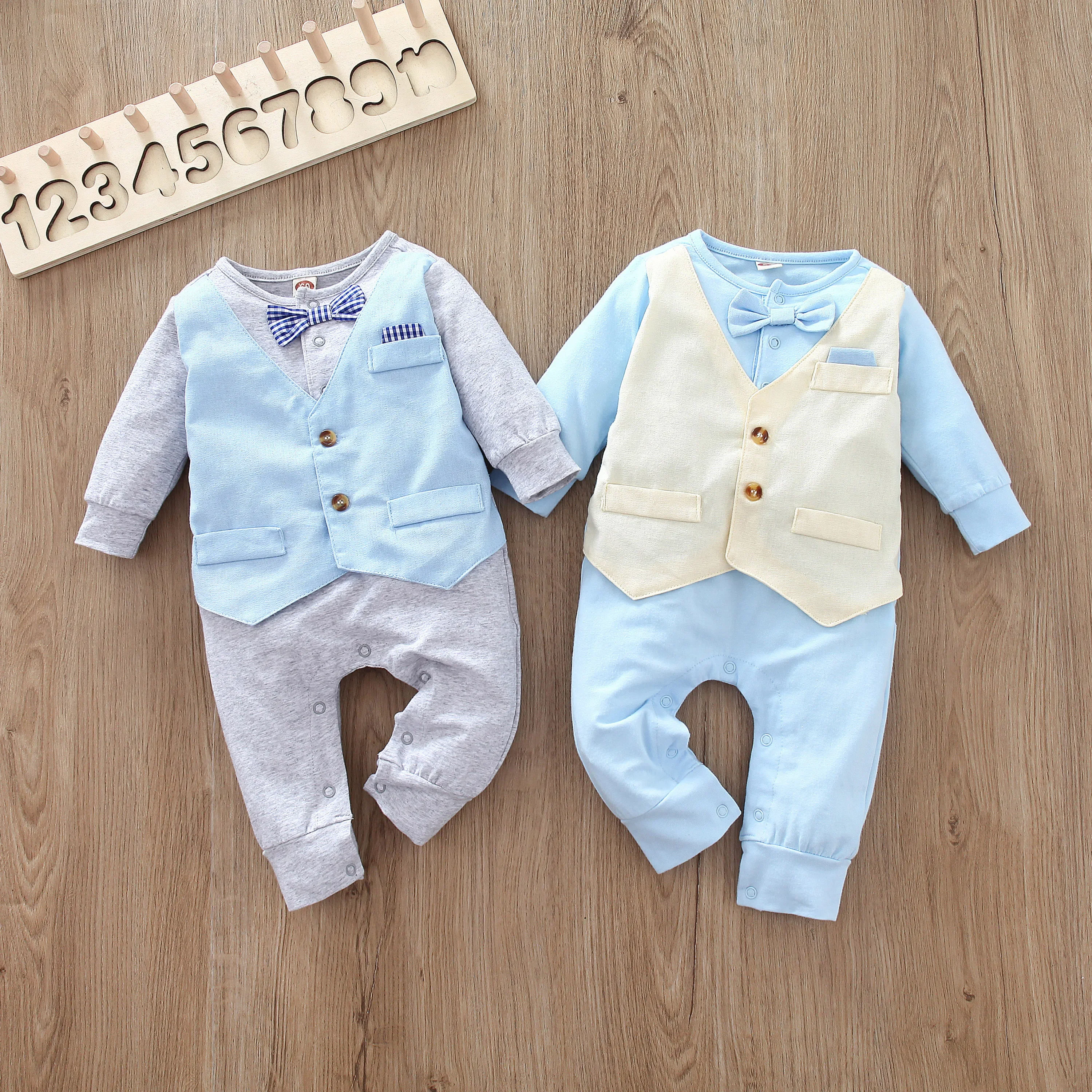 Spring Autumn Baby Boy Romper Newborn Infant Long Sleeve Gentleman Vest Baby Boys Clothes Jumpsuit Outfits Onesies