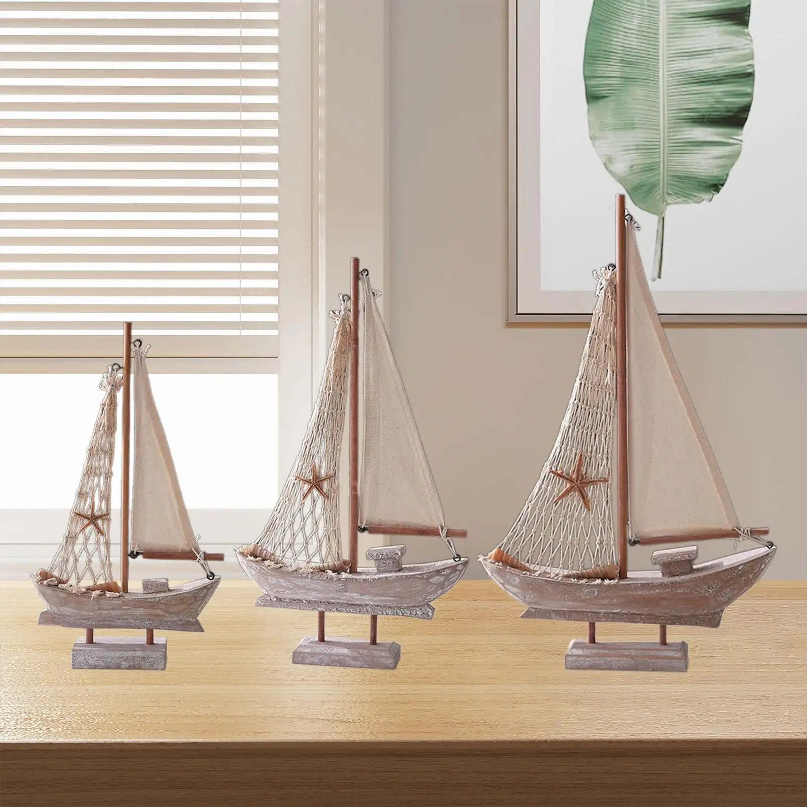 Bild 4: Hölzernes Segelboot, dekoratives Segelboot-Modell für Wohnzimmer, Einweihungsgeschenke