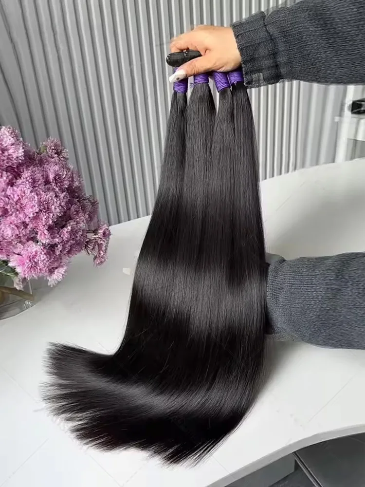 Прямые пучки человеческих волос 42-дюймовые бразильские наращивания человеческих волос для женщин