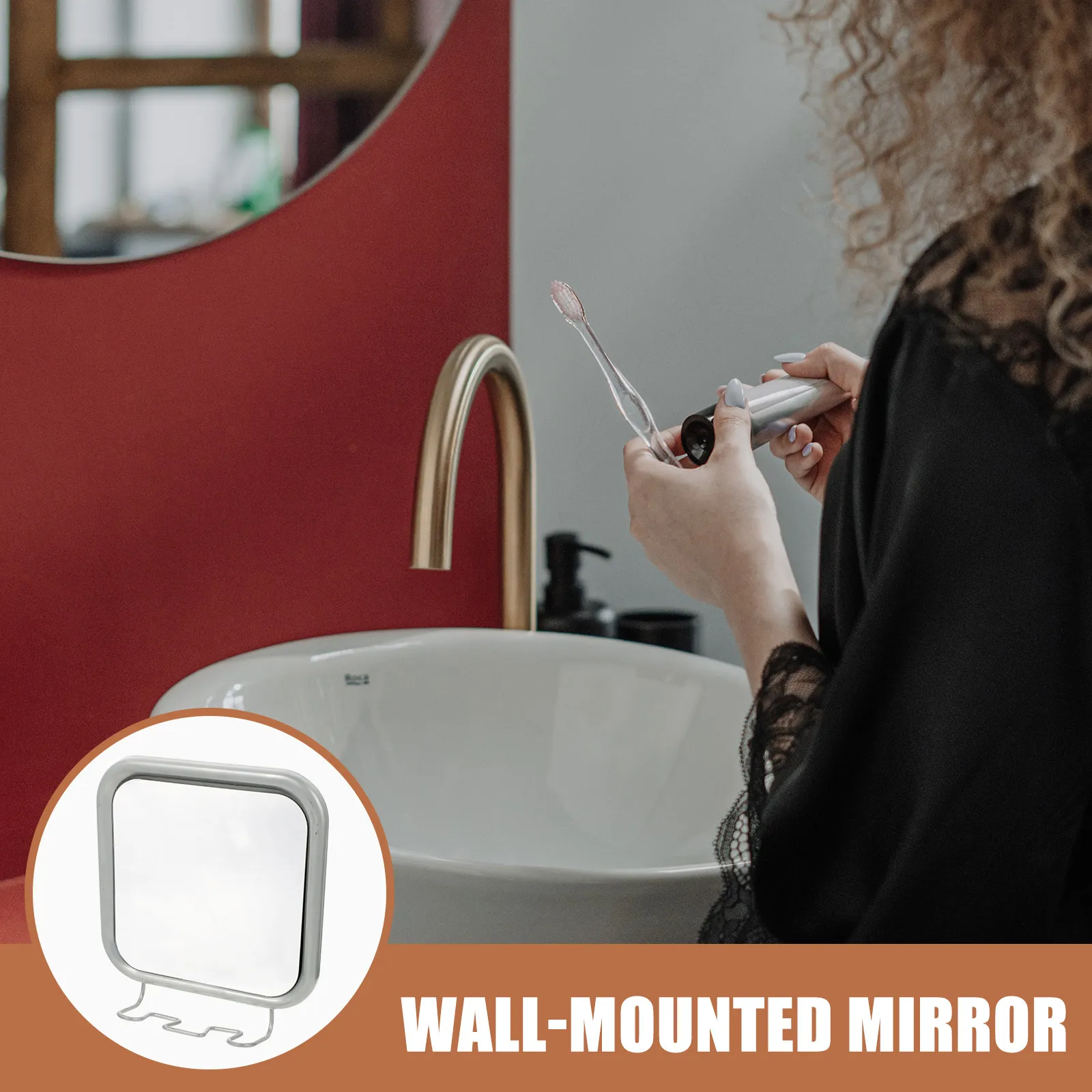 

Vanity Mirror Hanging Hook for Shower Suction Cups Silver Bathroom Stand