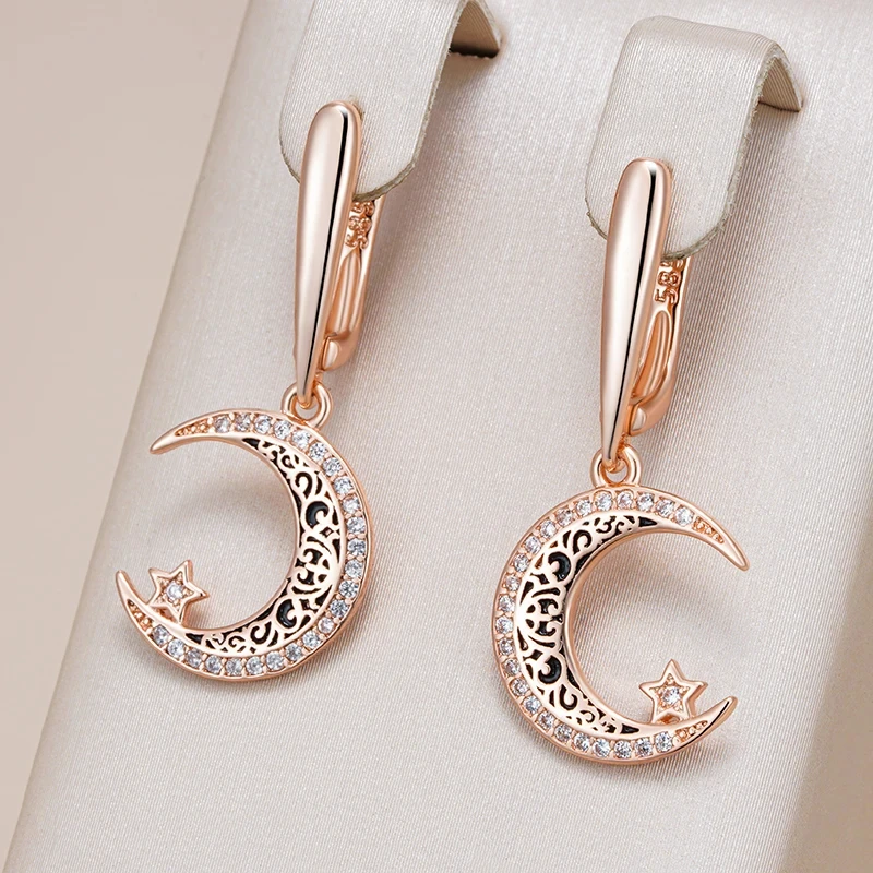 Wbmqda Black Enamel Pendant And Necklace For Women 585 Rose Gold Color With Natural Zircon Elegant Fashion Jewelry Accessories