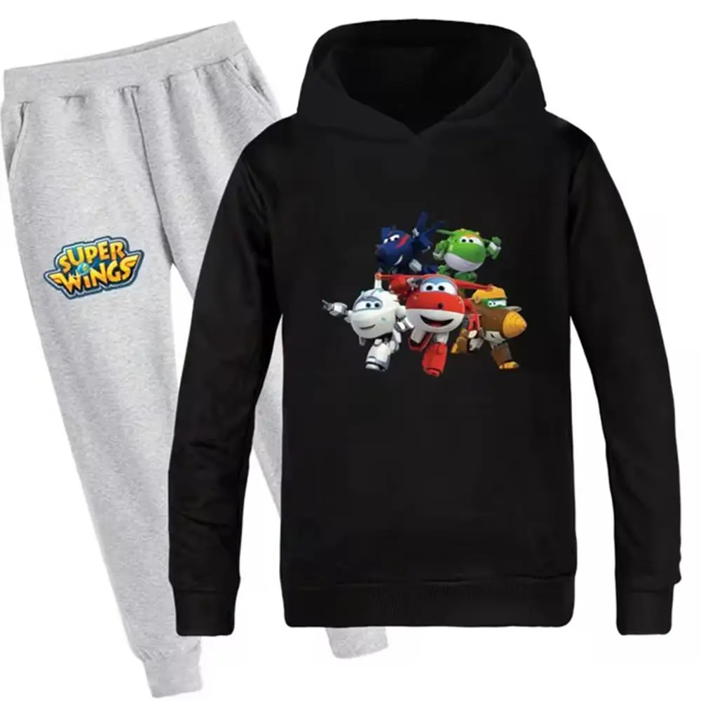 Set Hoodie Super Wings musim gugur anak-anak Hoodie trendi celana 2 potong pakaian anak-anak pakaian balita perempuan pakaian olahraga anak laki-laki