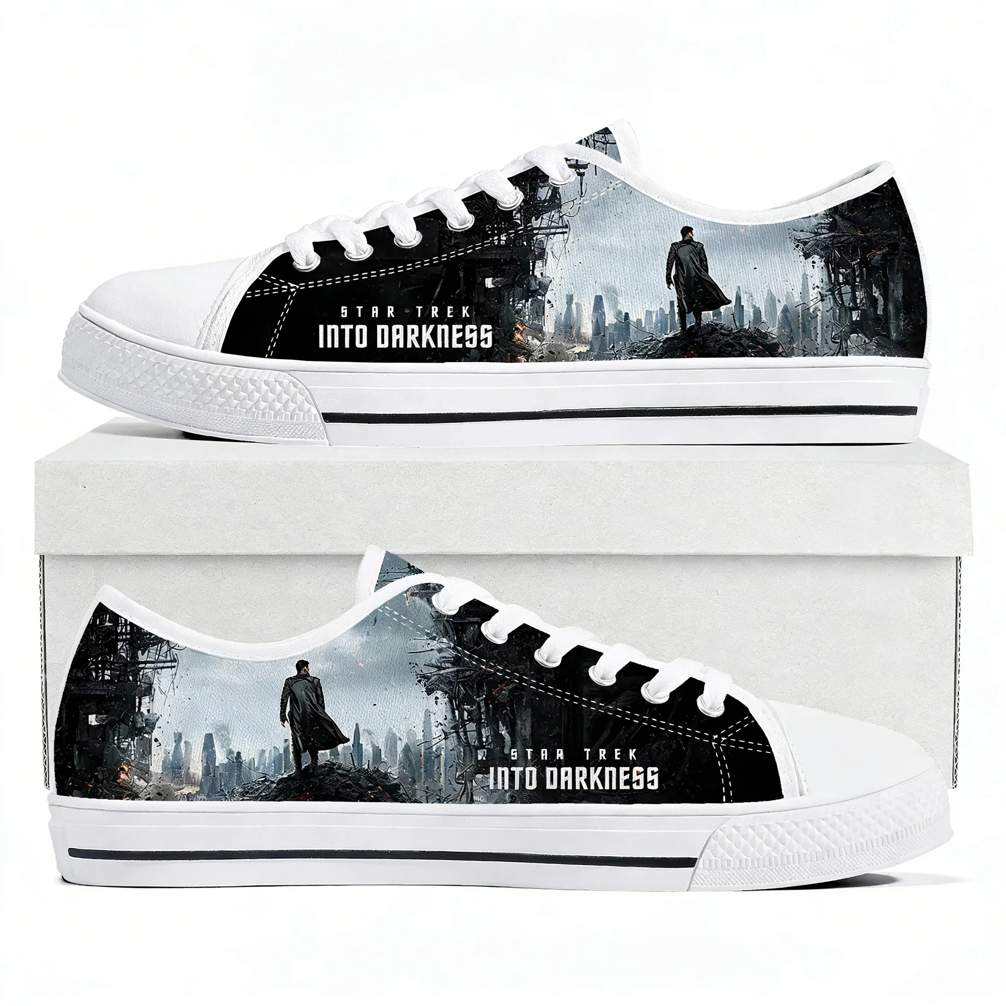 

Кроссовки Star Trek Into Darkness, низкие, высокого качества, мужские, женские, подростковые, холщовые, повседневные, с индивидуальным дизайном, с рисунками.