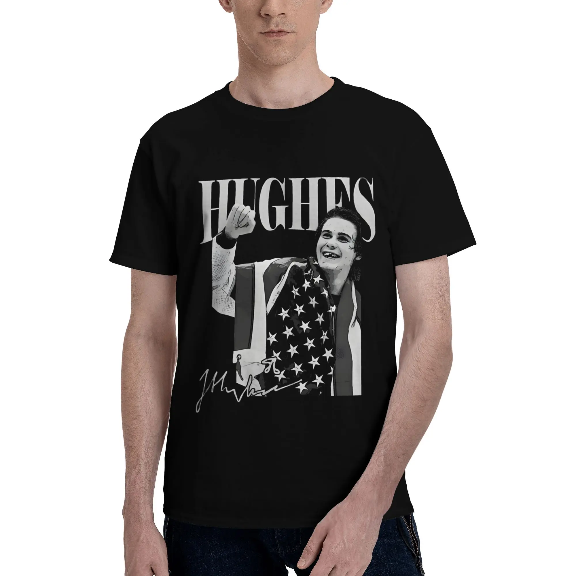 All Seasons Jack Hughes Usa Gold Hockey T Shirt for Men Women  Cotton Tee Shirt Short Sleeve Tops