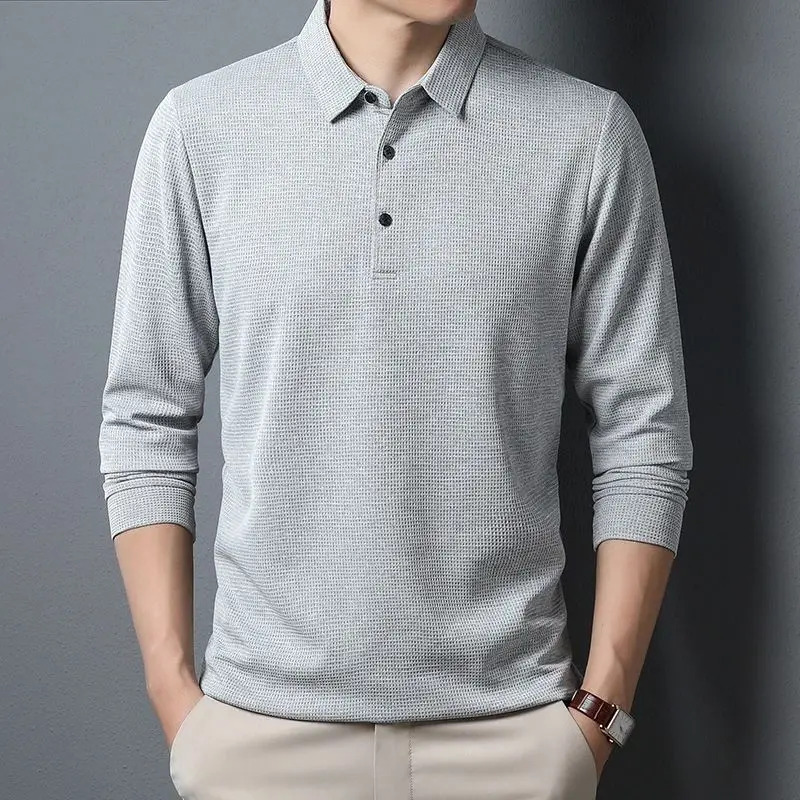 Men's Business Casual Long Sleeve T-Shirt Summer Comfortable Thickened Autumn Special Wide Fit Basic Style  Shirt