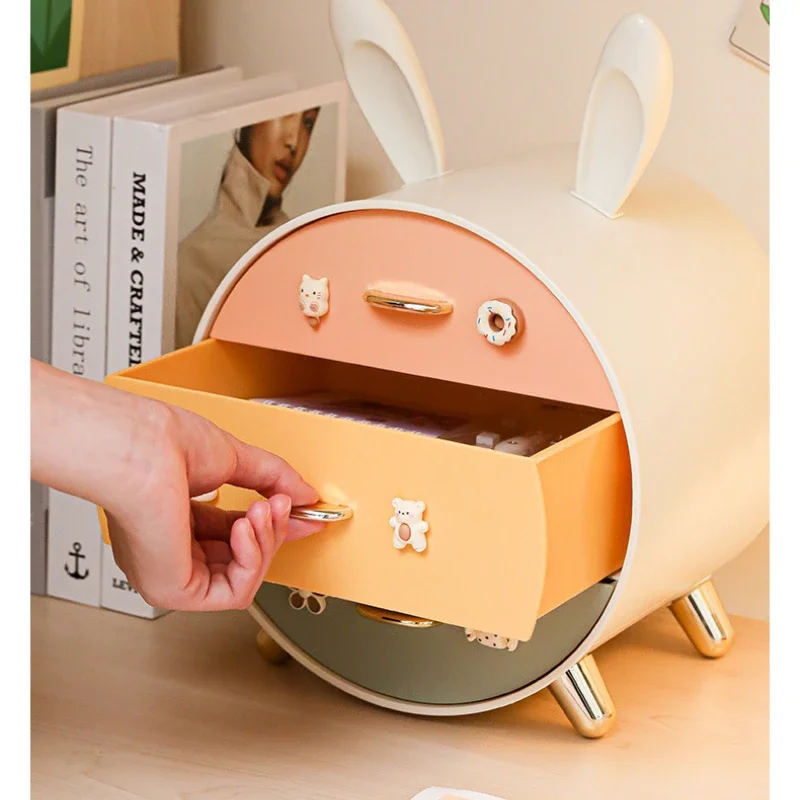 Little Rabbit Children\'s Hair Clip Desktop Stationery Storage Box Multi Layered Drawer Type Organizer Box Cute Cosmetic Holders