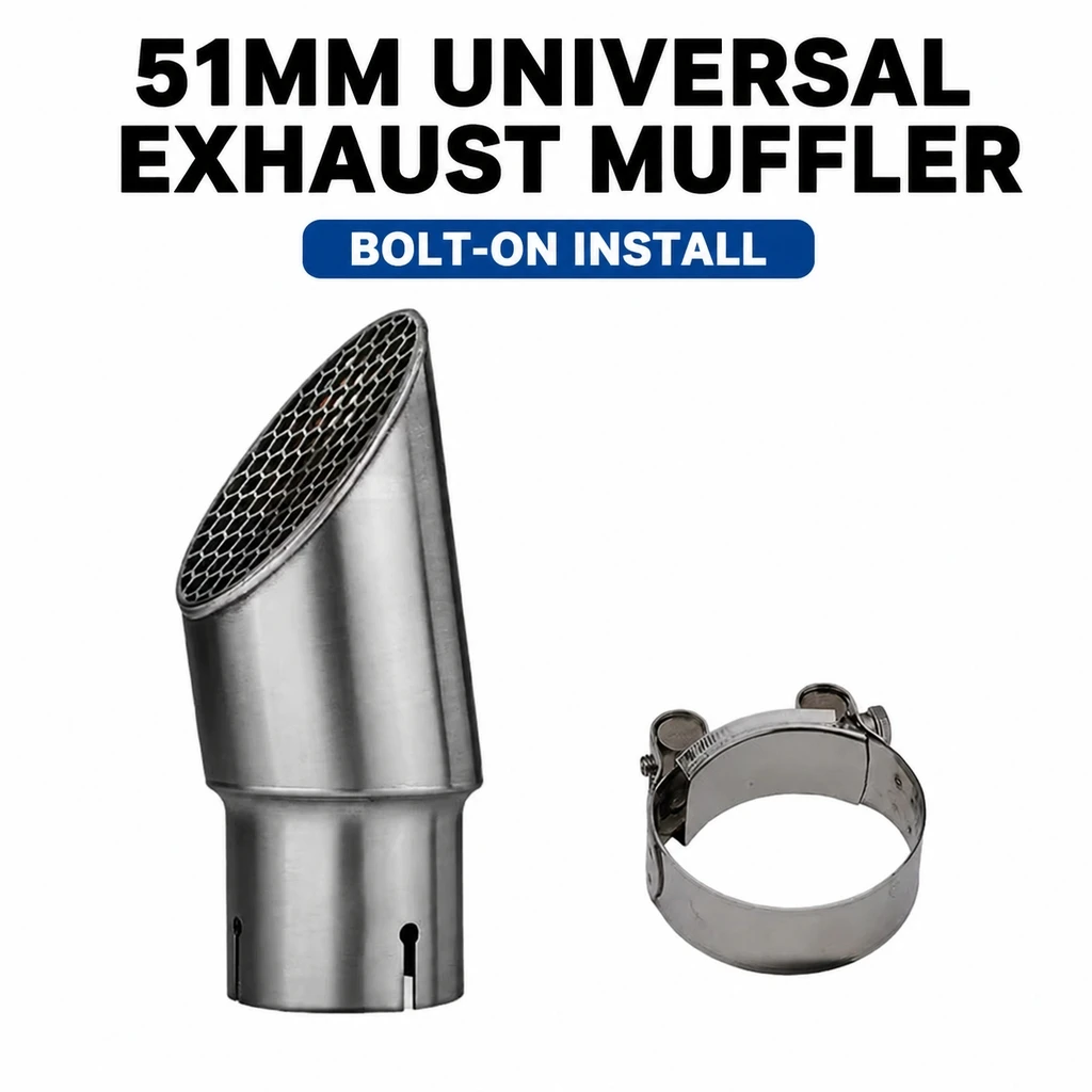 No-drill Motorcycle Hidden Exhaust Tip Spark Arrestor Stainless Steel 51mm Inlet for Triumph Scrambler 400X Exhaust Modify