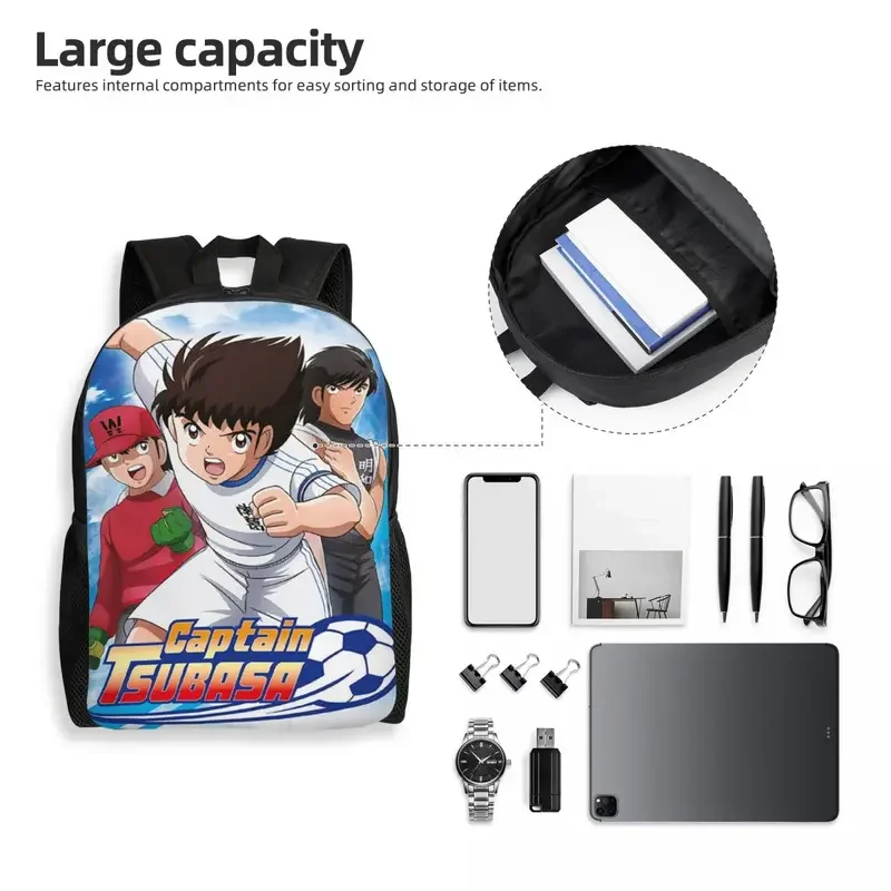 Zaino Captain Tsubasa con stampa 3D per ragazze ragazzi Anime giapponesi Manga School College borse da viaggio Bookbag adatto a Laptop da 15 pollici