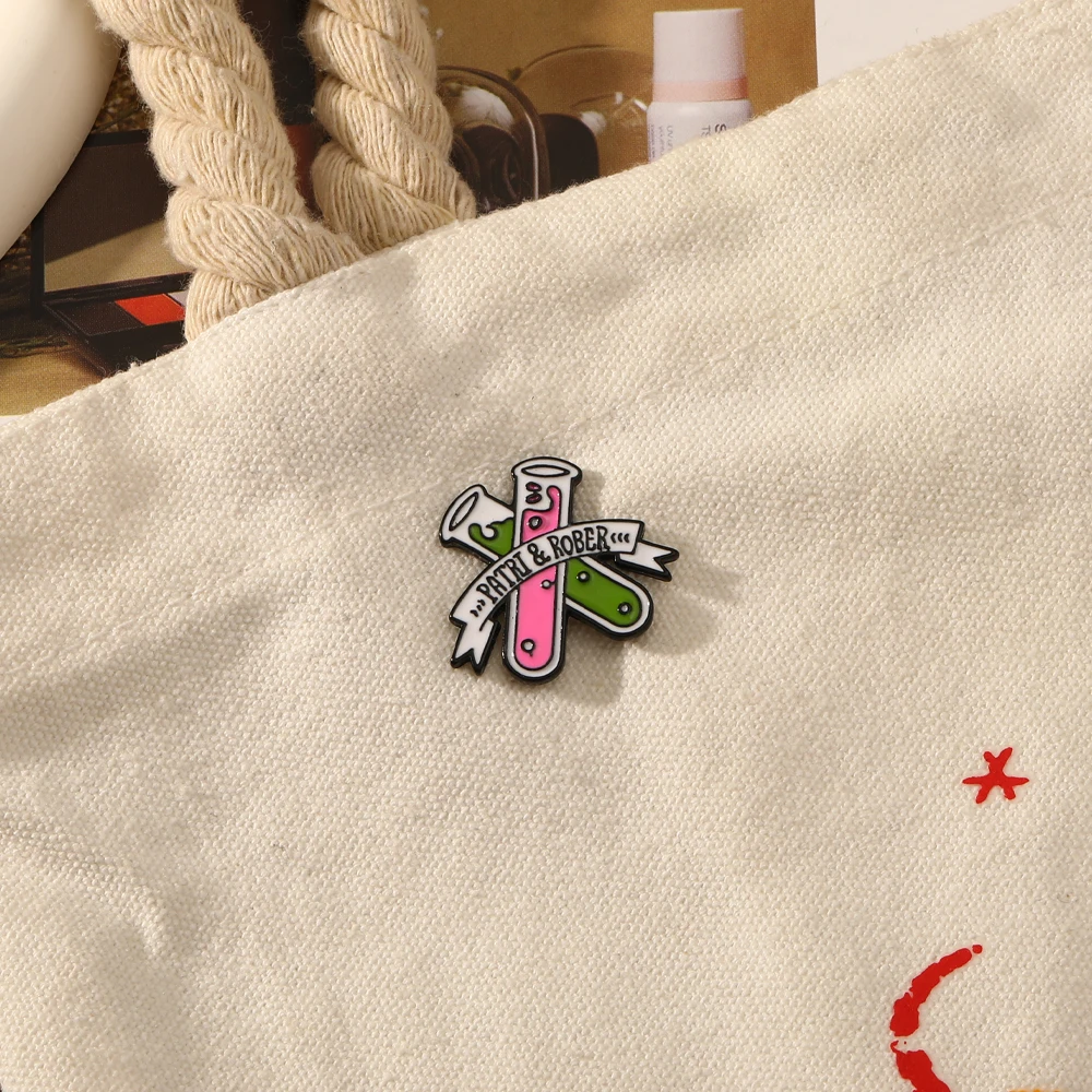 Custom Chemistry Test Tube Enamel Pin Letter Patri&Rober Biological Virus Brooches