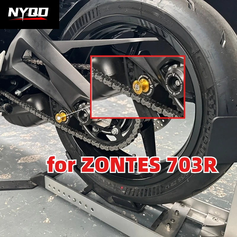 CNC Aluminum Motorcycle Swingarm Spools Paddock Stand Lift Bolts for ZONTES 703R, Rear Axle Bobbins Screw Kit M8 Thread