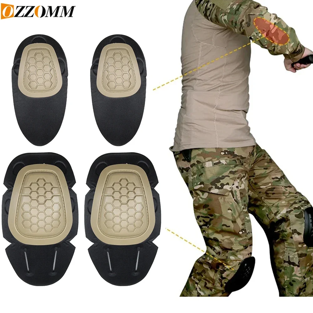 4Pcs/Set Military Tactical Knee Elbow Pad Set Airsoft Knee Elbow Protective Pads Combat Paintball Skate Sports Safety Guard Gear