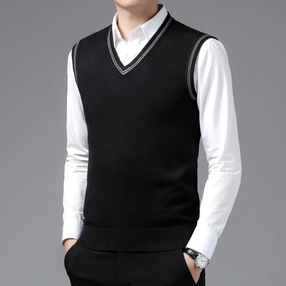 COODRONY Brand Men's Knitted Wool Vests A&W Warm V-Neck Sleeveless Sweater Vest Men Business Casual Base Clothing XXS - XL 5081