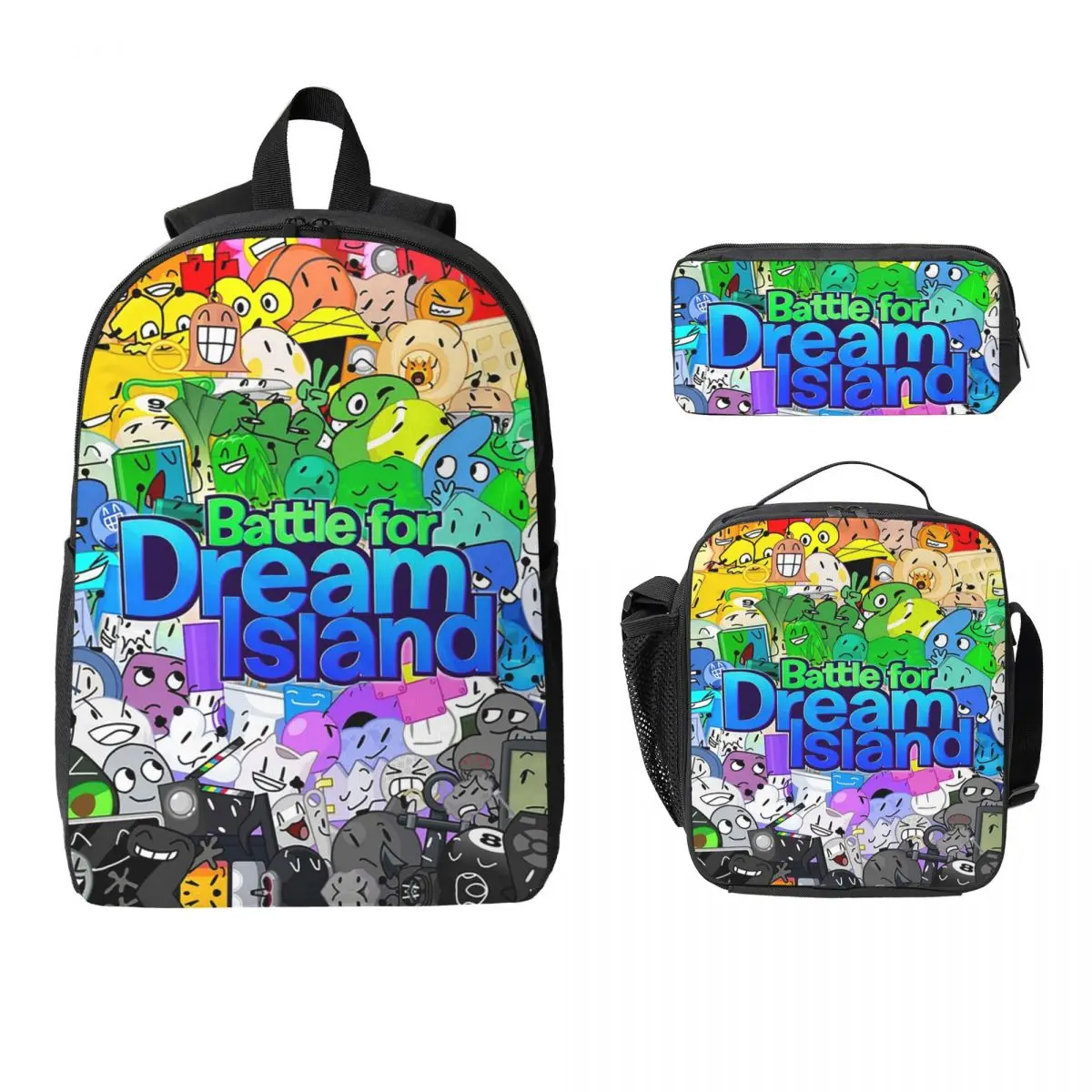 

BFDI Cast 2024 Backpack Student Boys Girls BookBag School Bag Laptop Shoulder Bags 3ps Insulated Lunch Bag Pencil Case
