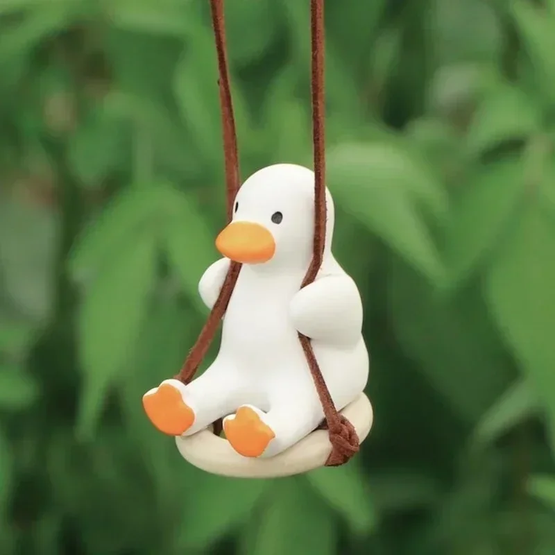 Plaster Cute Car Accessories Swing Duck Pendant Car Rearview Mirror Ornaments Birthday Gift Couple Accessories Car Perfume