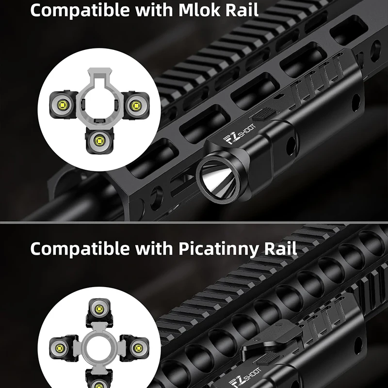 Lanterna tática MidTen 1700 lúmens para rifle com modo estroboscópico, ajuste M-Rail e Picatinny RailRifle magnético recarregável