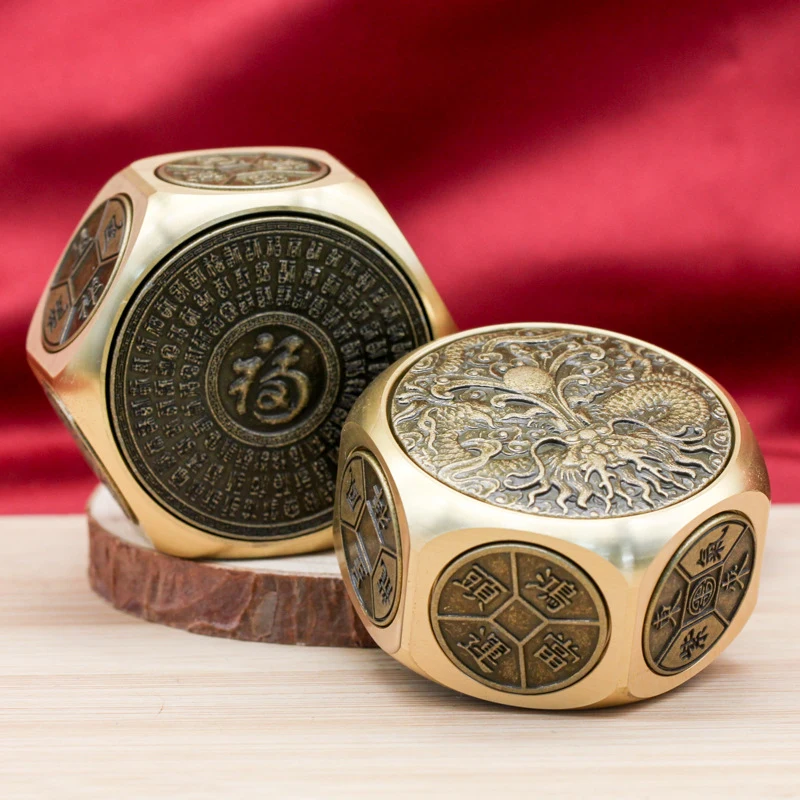 Brass fortune spinner, round eight-sided spinner, stress-relief money-making ornament, brings good fortune and wealth, hand-held