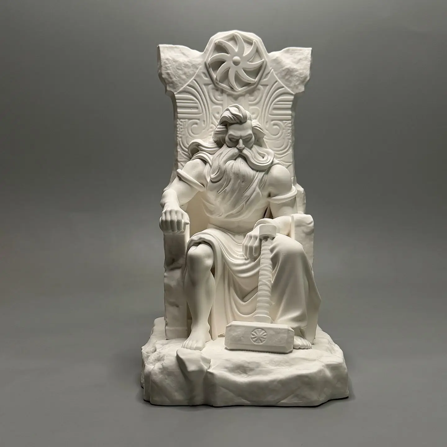 Greek God Hephaestus Throne Statue Neoclassical Resin Plaster Sculpture Home Decor Living Room Office Desk Aesthetic Ornament