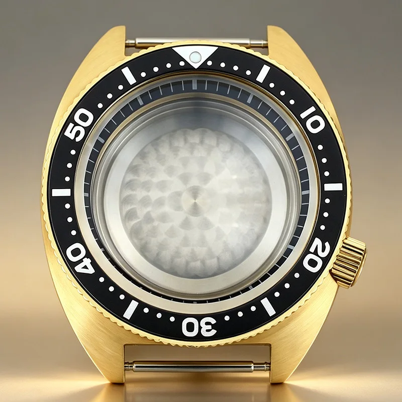NH35 41mm Luxury Diving Watch Case Sapphire Glass For NH35 NH36 NH38 NH71 4R36 Movement Gold PVD Turtle Abalone Style Watch Case