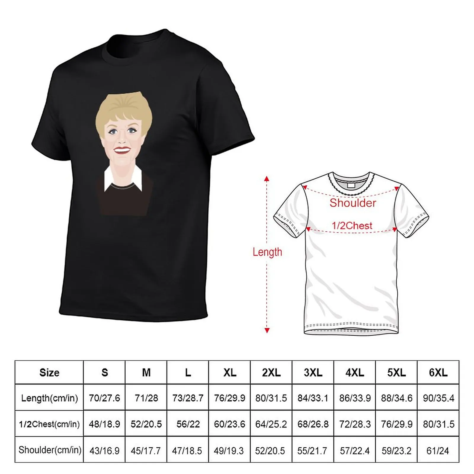 Angela Lansbury, Detective and Dame Illustration T-Shirt Short sleeve tee street wear quick-drying shirts graphic tee men