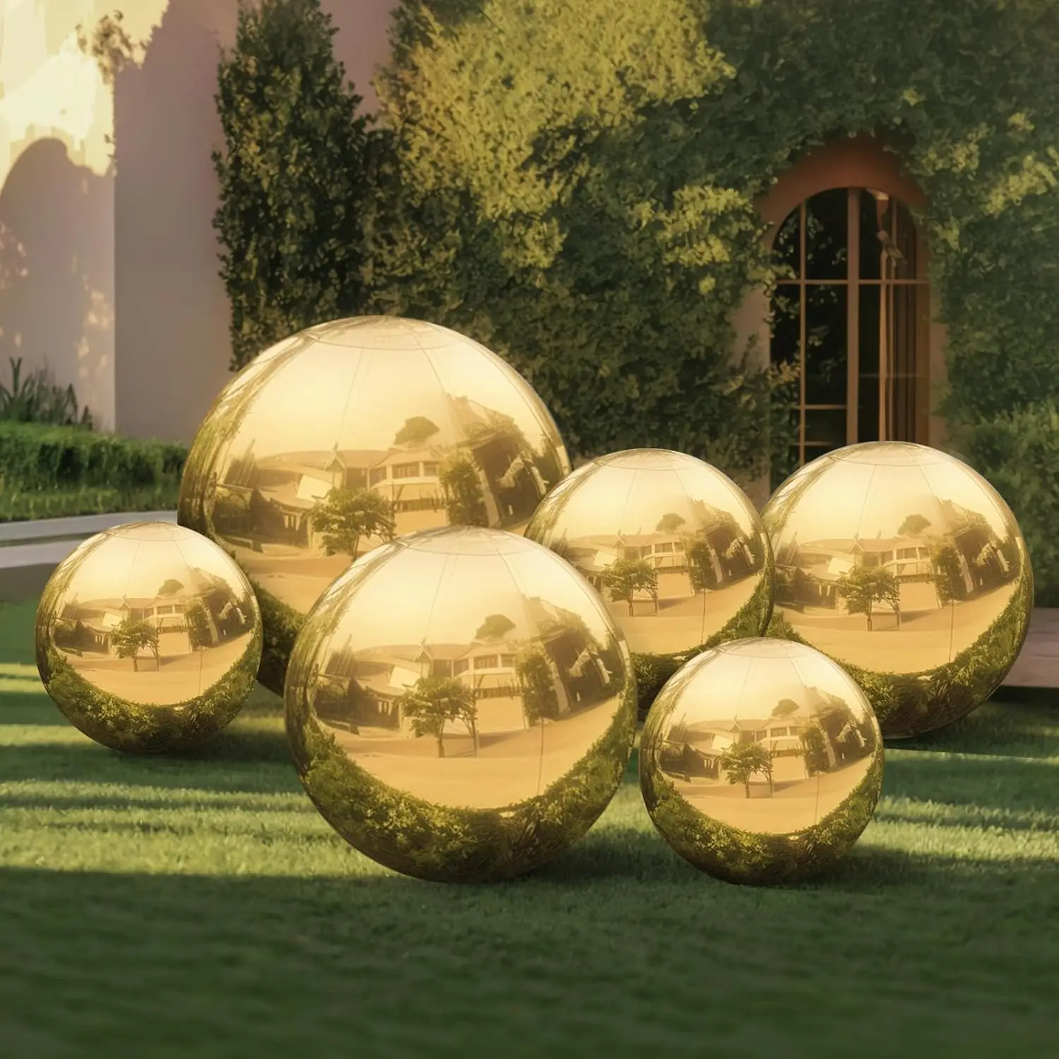 

Золотой надувной зеркальный шар, 6 шт., набор многоразовых больших блестящих шаров, большой воздушный шар для украшения мероприятий, ПВХ, дискотека, пузырьковый шар