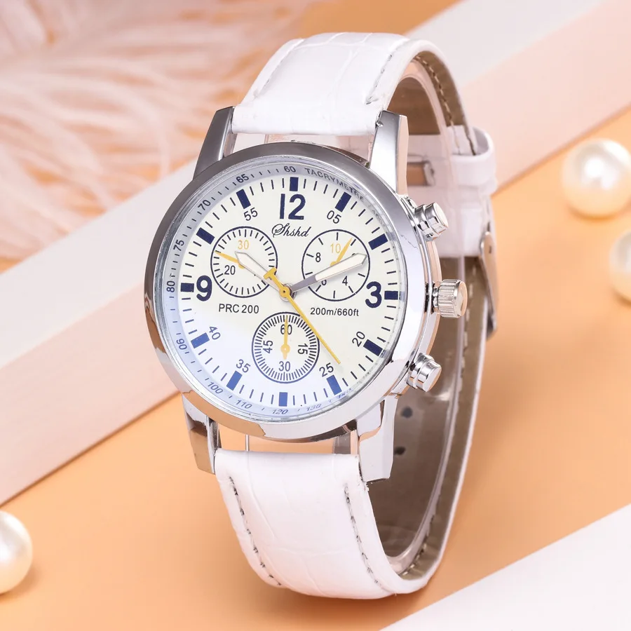 2023 Classic Fashion Watch Men White Sport Watches Leather Band Quartz Wristwatches Men Cheap Price Dropshipping Reloj Hombre