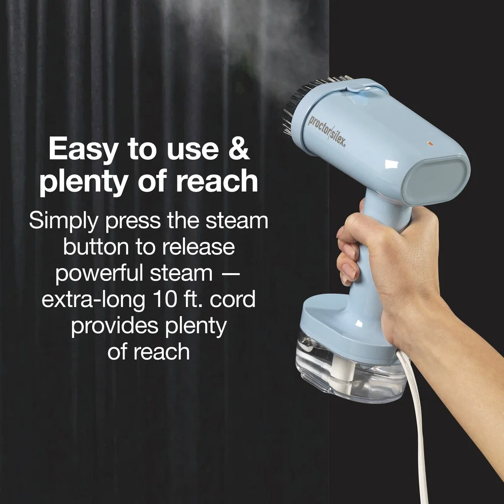 Compact 2-in-1 Handheld Steamer Iron 120ml Water Tank Detachable Fabric Brush Fast Heating 1200W 10ft Cord Travel Home